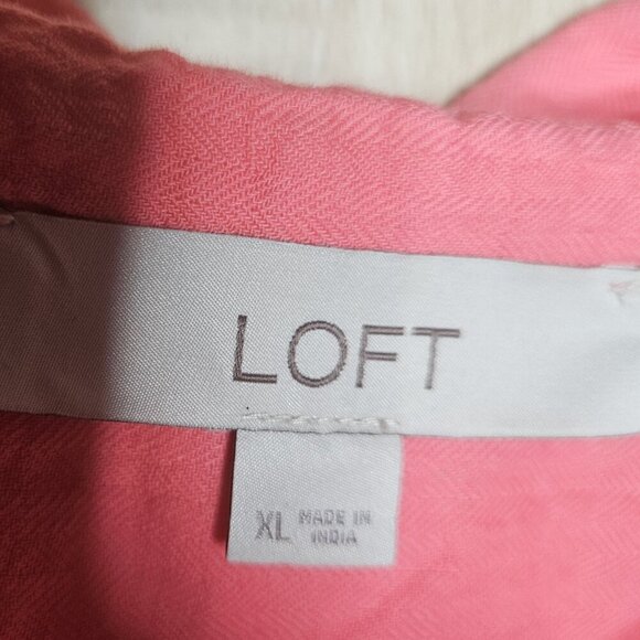 Loft Womens Pink Boxy Gauzy Short Sleeve Button Down XL - Picture 4 of 5